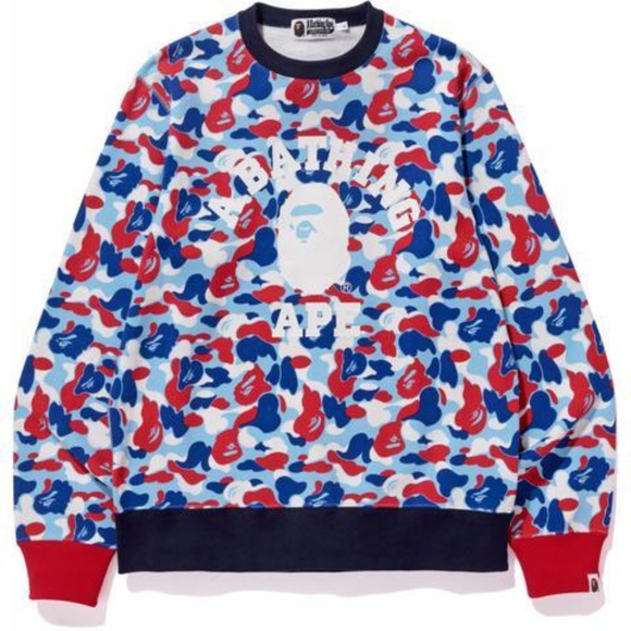 BAPE Crewneck Paris Blue and Red Mens Small - Picture 1 of 6